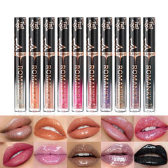 YICKYUE  -  1Pc Moisturizing Pearl Lip Glaze Waterproof Metallic Black Glitter Lipstick Mirror Crystal Jelly Lip Gloss Long Lasting Lip Tint