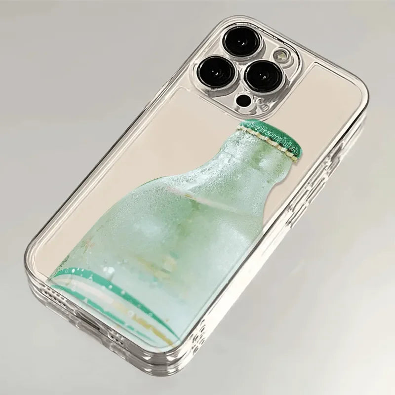 YICKYUE  -  Summer Soda Transparent and Minimalist Phone Case For iPhone 17 16 15 14 13 12 11 Pro MAX XR XS 7 8 Plus 17air 16e Clear Cover