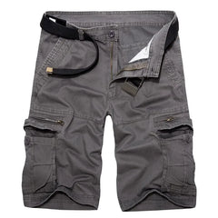 HEARUJOY  -  Summer Men Khaki Cargo Shorts Men Casual Army Knee Lenght Shorts Male Multi-Pocket Cotton Straight Shorts No Belt 28-40