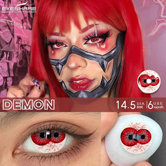YICKYUE  -  Crzy Halloween Color Contact Lenses Crazy Red Anime Cosplay Contact Lenses for Role Play Party Cosmetic Holidays