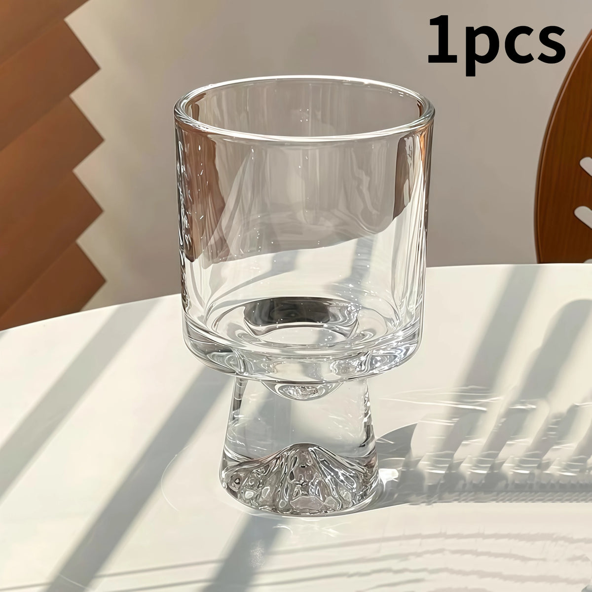 YICKYUE  -  Vintage Mid-Century Glass Cup, Ins Style Stemmed Glass for Iced Americano, Latte and Drinks, Water Cup