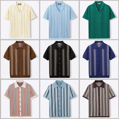 HEARUJOY  -  Mens Cool Silk Casual Knit Polo Shirt Summer Fashion Daily Outdoor Soft Comfortable Short-Sleeve T-Shirt Men'S Clothing New