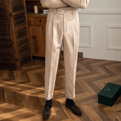 HEARUJOY  -  Mens Suit Pants Office Slacks Business British Trousers Formal Wear High-End Tailored Fit High Waist Straight Suit Pants Autumn