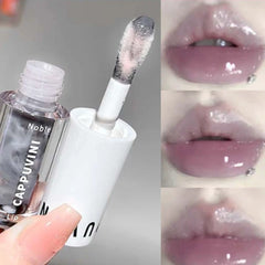 YICKYUE  -  Mirror Lip Glaze Watery Lips Gray Pink Water Light Lip Gloss Makeup 6 Color Hydrating Moisturizing Long Lasting Crystal Lip Oil