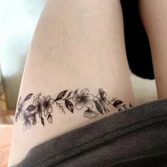 YICKYUE  -  Flower Vine Thigh Ring Tattoos Sticker Sexy Floral Temporary Tattoos Lasting Waterproof Arm Tattoo for Women Art Fake Tattoos