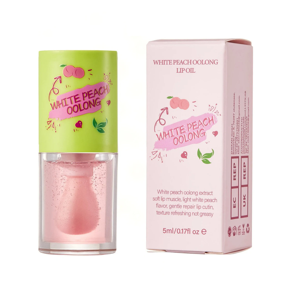 YICKYUE  -  Peach Lip Oil Gloss Plumping Lasting Moisturizing Makeup Fruit Transparent Lip Balm Oil Water Glossy Women Lips Care Cosmetics