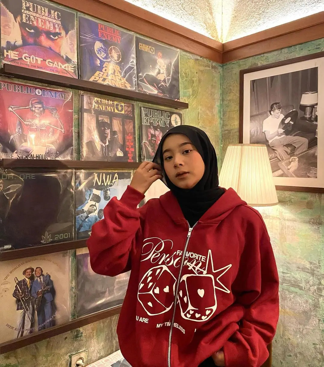 HEARUJOY  -  Korean y2k trend style sports letter cardigan hooded jacket for men and women hip-hop Harajuku retro niche design loose jacket