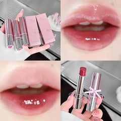 YICKYUE  -  Pink Crystal Mirror Glass Solid Lip Gloss Water Light Lipstick Clear Red Jelly Lip Glaze Moisturizing Nude Brown Lip Tint Makeup