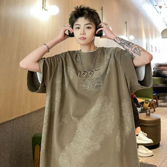 HEARUJOY  -  Baggy T Shirt for Men 100℅ Cotton Top Man Tee Shirts New in Vintage Clothing Cool Basic Korean Popular Clothes Streetwear Casual