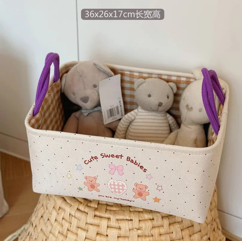 YICKYUE  -  Cute Cartoon Thick Fabric Storage Basket, Washable Organizer for Home Living Room, Toys Clothes Snack Storage Bin