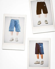 Hearujoy Street Geometry Graphic Embroidery Baggy Denim Shorts Y2k Retro Hip Hop Trendy Gym Basketball Shorts Men Women Jorts