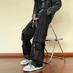 Hearujoy Green Cargo Pants Men Oversize Zipper Black Cargo Trousers Male Streetwear Hip Hop Pocket Loose Casual Workwear 5XL