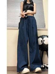 HEARUJOY  -  Lightweight Ice Silk Yamamoto Men's Summer Wide Leg Casual Pants Draped Loose Fit Straight Cut Trousers Youthful Energy Sle