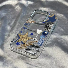 YICKYUE  -  Star Lips Leopard Print Phone Case for OPPO Reno5 Reno6 Reno8 Reno11 Reno12 Reno13 Reno14 Z T F Pro 4G 5G Transparent Soft Cover