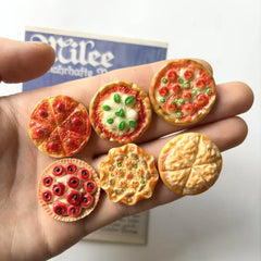 YICKYUE  -  6Pcs Mini Pizza Refrigerator Decorations in Resin - Cute Magnets for Furniture in The Kitchen for Decoration