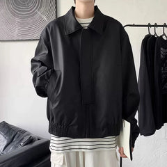 Hearujoy Korean Fashion Solid Color Y2k Jacket Men Autumn And Winter High-End Trend Short Shoulder Pad American High Street Pilot Jacket