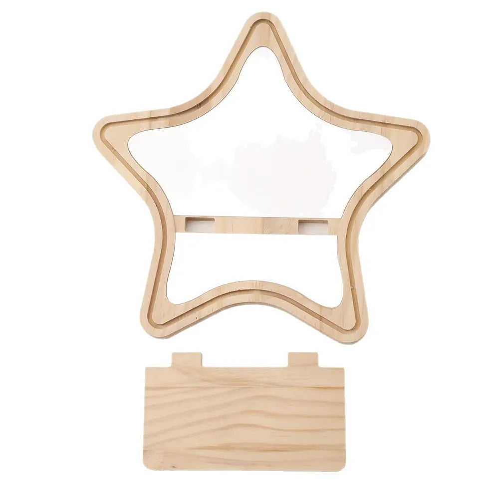 YICKYUE  -  Star Shaped Wooden Wall Shelf with Mirror,Wall Mounted PlantDisplay Rack for HomeDecor,PremiumOrnament for Bedroom&AestheticRoom