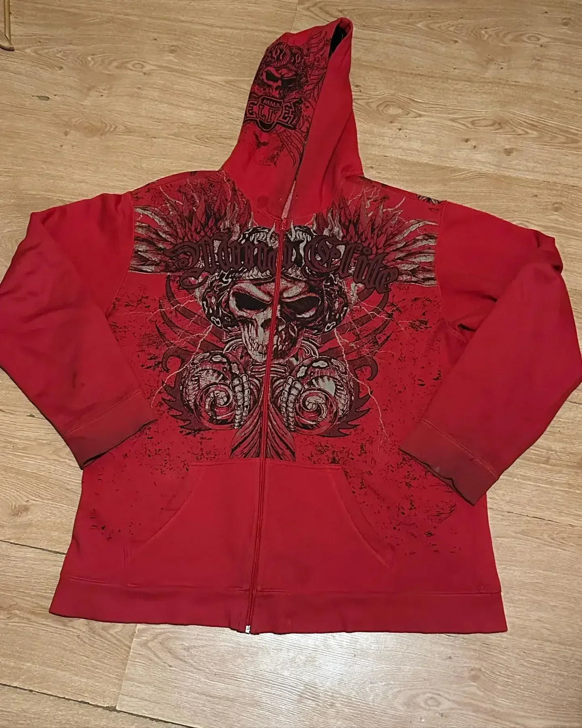 Hearujoy Affliction Gothic Hoodie Y2K New Retro Pattern Oversize Zipper Hoodie Hip Hop Street Casual Sweatshirt Personality Men clothing