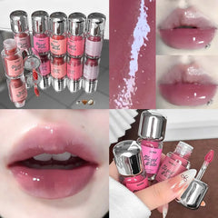 YICKYUE  -  8 Color Glass Water Light Mirror Lip Gloss Lipstick Waterproof and Moisturizing Easy To Colors Nude Pink Daily Korean Lip Makeup