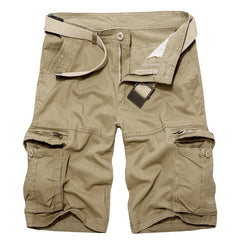 HEARUJOY  -  Summer Men Khaki Cargo Shorts Men Casual Army Knee Lenght Shorts Male Multi-Pocket Cotton Straight Shorts No Belt 28-40