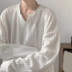 HEARUJOY  -  Casual T-Shirt Long Sleeves Shirt Perfect For All Seasons Loose Fit Design Slight Stretch Fabric Solid Pattern T-Shirt