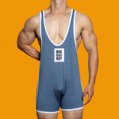 Hearujoy Mens Sexy Tight Contrast Color Stretch Jumpsuit 2024 New Body Shaping Simple Thin Letter Printed Sports Fitness Jumpsuit Men