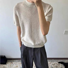 HEARUJOY  -  Summer New Men's Knitted Short-sleeved T-shirt American Fashion Trend Casual Simple Loose Breathable Unisex Men's Tops