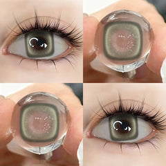YICKYUE  -  6 Months Wear Myopia Colored Lenses Power -1.00~-8.00 Square Pattern Soft Contacts Cosplay Eye Makeup Cosmetic REC3483