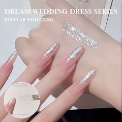 YICKYUE  -  12ML White Nails Jimeng Wedding Dress Fine Glitter Gel Nail Polish Super Flash Glitter Nail Polish Nail Art Salon Use