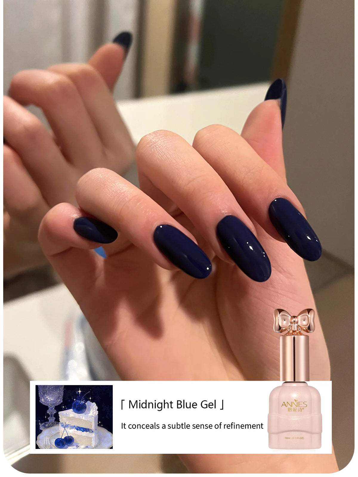 YICKYUE  -  10ml Dark Blue Gel Nail Polish, 1Pcs Ocean Blue Gel Polish Soft Pale Color High Gloss Soak Off U V Nail Manicure Salon DIY