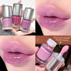 YICKYUE  -  Shining Crystal Clear Lip Gloss Moisturizing Mirror Lip Glaze Long-Lasting Non-stick Cup Transparent Purple Water Light Lip Oil
