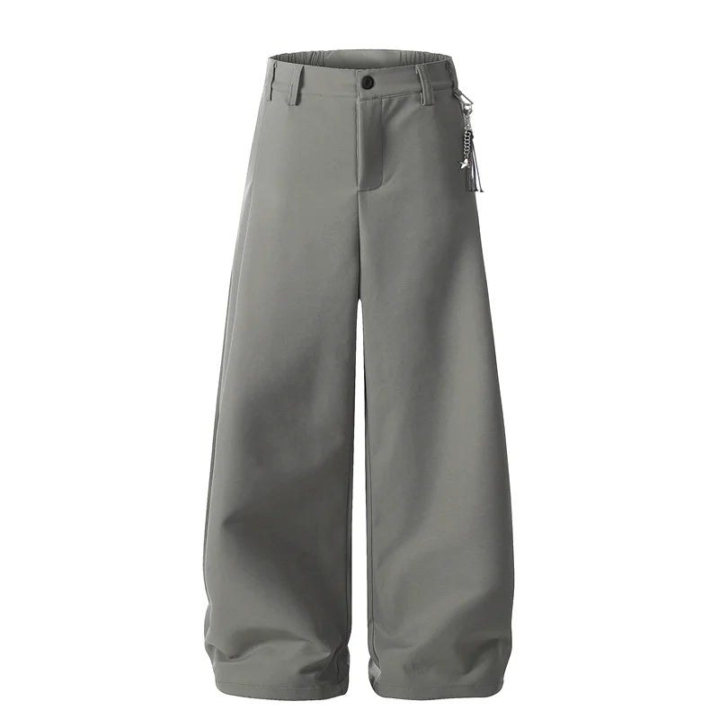 HEARUJOY  -  American Sle Casual Pants Men's Loose Floor-Length Trousers Simple Silhouette Pleated Commute Long Pants ay High-End