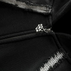Hearujoy Y2K Garden Zip Up Hoodie Creative Stripe Structure Stitching Streetwear Retro Goth Unisex Oversized Casual High Street Pullover