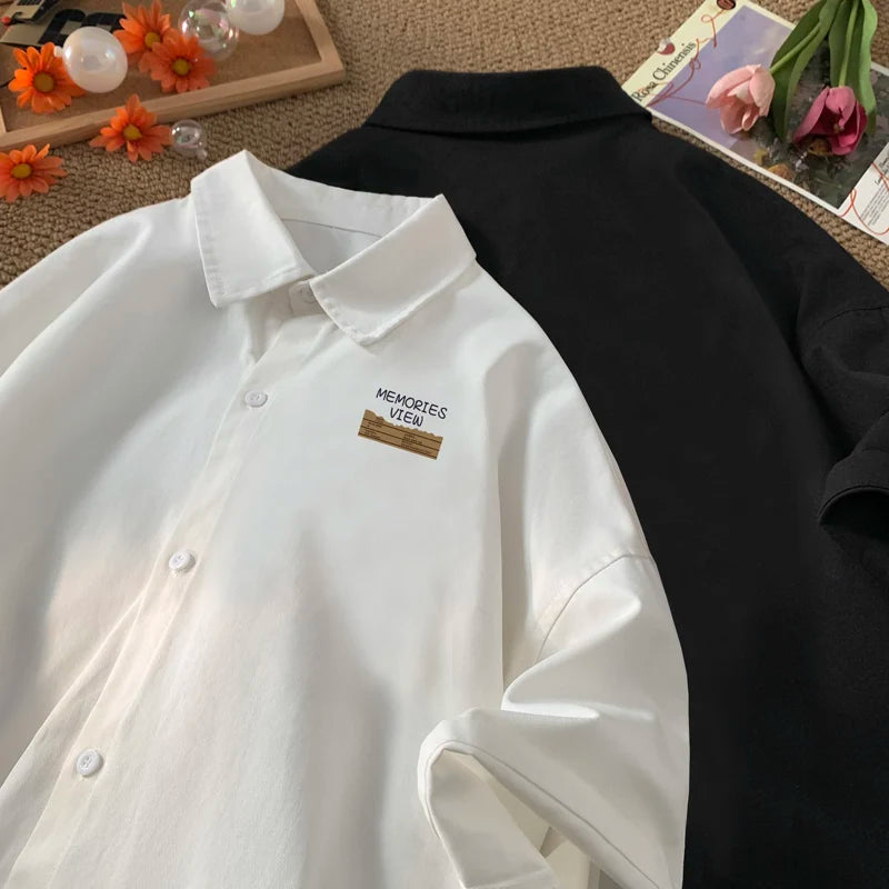 YICKYUE  -  Men's Oversized Shirts Funny Letter Print Mens Blouse White Fashion 5XL Oversize Shirt Casual Wear Summer for Men New Clothing