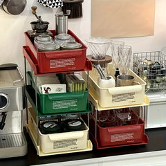 YICKYUE  -  Multifunction Coffee Tea Pod Storage Organizer Rack with Drawers Office Home Coffee Bars 2/3-Tier Desktop Shelf Sliding Drawers