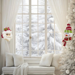 YICKYUE  -  Festive Santa Snowman Curtain Clips Retro Plaid Christmas Window Decorations Holiday Curtain Hooks for Home Festival Decor Gifts