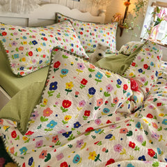 YICKYUE  -  Class-A Pure Cotton Shell Edge Bedding Sets Ins Printing Bedclothes for Four Seasons Soft Skin-Friendly Home Textile for Adults
