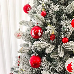 YICKYUE  -  Christmas Ball Decoration Set, Polka Dot Hanging Balls, Tree Decorations, Glittering Red And White Plastic Christmas Trinkets