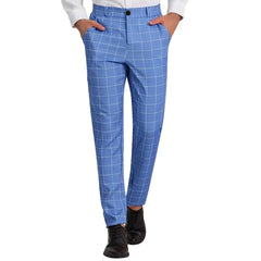 HEARUJOY  -  Elastic Waist Gym Sweatpants Male Business Suit Trousers Solid Color Button Plaid Large Size Refreshing Pants VêTement Homme
