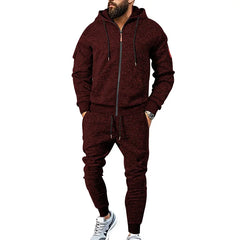 HEARUJOY  -  Men Sets Sweatshirts Cardigan Zipper Hooded Hoodies Skinny Pencil Pants Two Pieces Pockets Draw String Sports Casual Spring