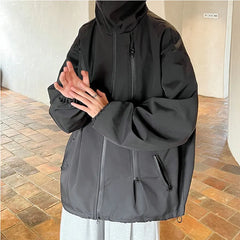 Hearujoy Streetwear Spring Autumn Hooded Casual Jackets For Men Outdoor Black Windbreak Bomber Men's Jacket Coat