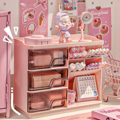 YICKYUE  -  Cute Stationery Storage Box Organizer Multi-funct Desktop Drawer Oblique Pen Holder Office Organization Dust-proof Storage Rack