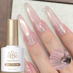 YICKYUE  -  10ml Gold Glitter Cat Magnetic Gel Nail Polish Jelly Pink Color Semi Permanent Soak Off UV LED Varnish
