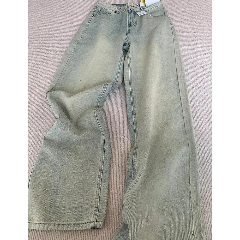 Hearujoy American Vintage Gothic Black Y2K Washed Multi-Pocket Spliced Raw Edge Jeans Mens Loose Street Trend Hip Hop Rap Wide Leg Pants
