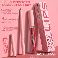 YICKYUE  -  12 Color Matte Lip Liner Pencil Lip Gloss Set Waterproof Lipliner Pen Red Brown High Pigmented Lip Glaze Lips Cosmetics Makeup