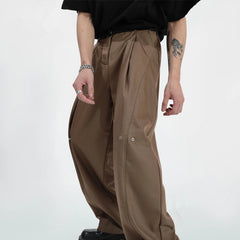 HEARUJOY  -  Mens Y2k Pleated Casual Pants Genderless Fashion Youth Street Retro Solid Color Loose Couple Floor-Length Wide-Leg Pants Unisex
