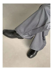 HEARUJOY  -  Korean Gray Casual Suit Pants Men Pleated Loose Wide Leg Pant Spring Autumn New Fashion Design Sense Trendy Trousers Streetwear