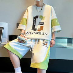 HEARUJOY  -  Fashion New Men's Sports Wear Summer Men's Sports Wear Print Short sleeved T-shirt+Shorts Quick Drying 2-piece Set