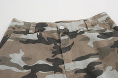 Hearujoy Streetwear Side Pockets Camouflage Baggy Cargo Pants Men and Women Straight Patchwork Casual Jeans Loose Oversize Denim Trousers