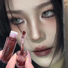 YICKYUE  -  Crystal Gloss Lip Tint Punk Brown Hydrating Glossy Lip Glaze Mirror Water Light Lip Gloss Korean Makeup Plumping Lips
